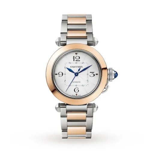 Cartier Pasha de Cartier Women Automatic Silver Stainless Steel   18ct Rose Gold Watch W2PA0008