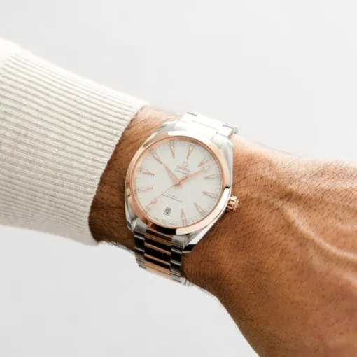 Omega Seamaster Aqua Terra Men Automatic Silver Stainless Steel   18ct Rose Gold Watch O22020412102001