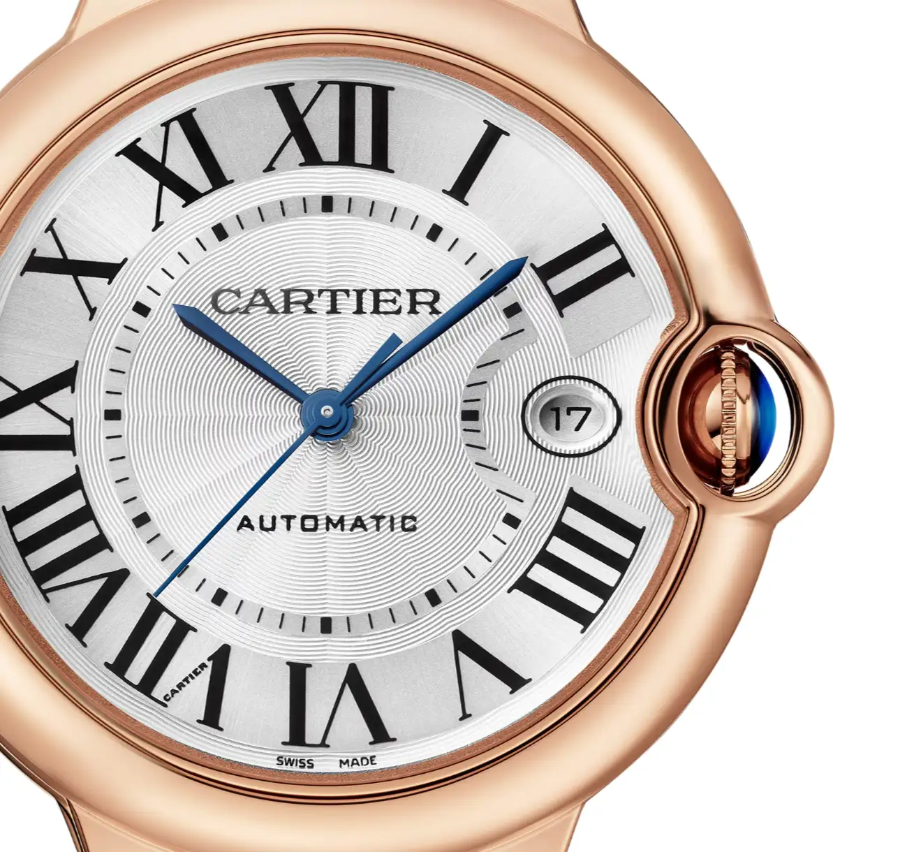 Cartier Ballon Bleu de Cartier Men Automatic Silver 18ct Rose Gold Watch WGBB0035