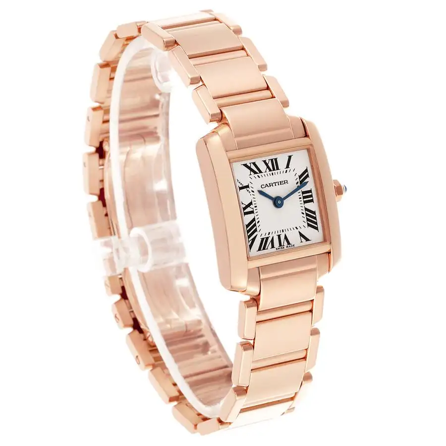 Cartier Tank Française Women Quartz Silver 18ct Rose Gold Watch WGTA0029