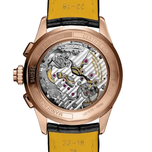 Breitling Premier Men Black Alligator Watch RB1510251B1P1